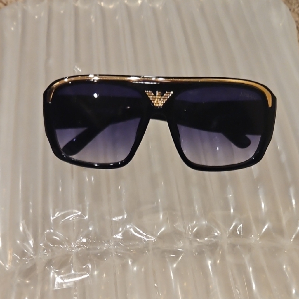 Emporio Armani Black and Gold Sunglasses